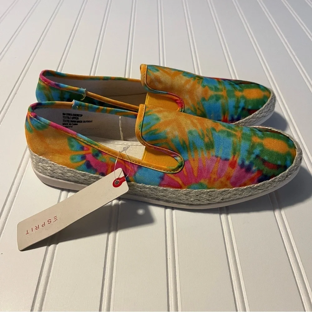 Esprit Erika Rainbow Tie Dye Espadrille Slip-On Shoes Size 9 Concert Festival